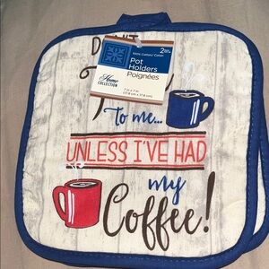 Home Collection Coffee Humor Pot Holders - Blue and Red